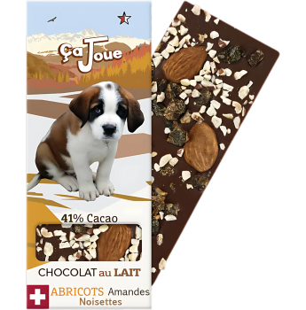 Ça Joue - Swiss Milk Chocolate 41% Cocoa with Apricots, Almonds & Hazelnuts 60g